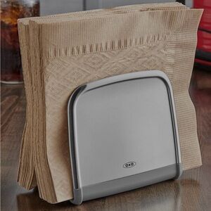 NWOT OXO Good Grips Stainless Steel Neat Napkin Holder Mail Organizer Non-Slip